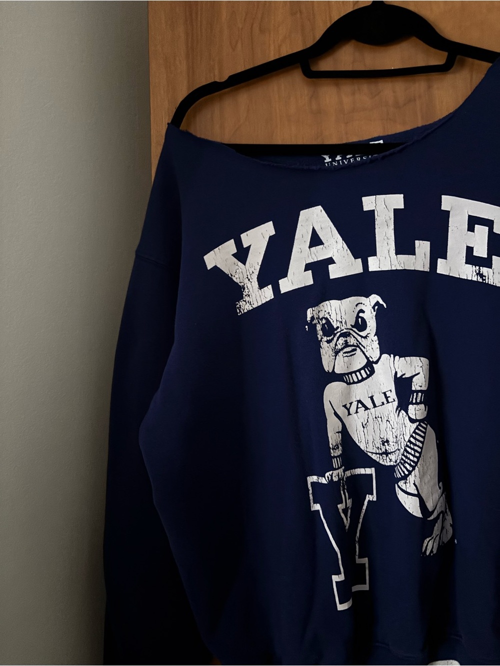 Rue21 Navy Off-Shoulder Yale Graphic Sweatshirt